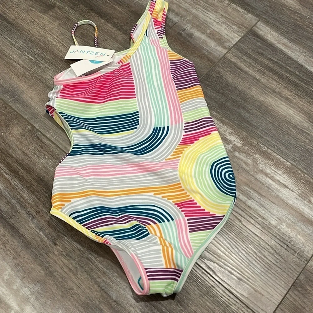 Jantzen girls one piece one shoulder swimsuit size 10 NEW